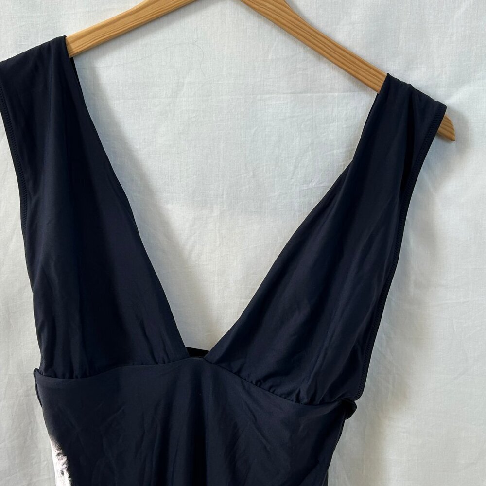 J. Crew One Piece Swimsuit Navy Blue Plunge Back Beachwear Swimwear Size 8 - Picture 7 of 8